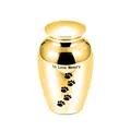 Polished gold pet cremation urn 45x70mm with paw prints and In Love Memory text - Gold (45*70mm)