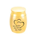 Golden memorial cremation urn for brother with heart and angel engraving design - Brother (Gold)