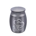 Small grey stainless steel cremation urn for daughter with heart design size 30x40mm - Daughter Style / 30x40mm
