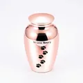 Elegant rose gold pet cremation urn for dogs and cats with black paw prints engraving - Rose Gold (45*70mm)