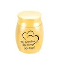 Gold memorial cremation urn for human ashes engraved with Grandma Angel message - Grandma (Gold)