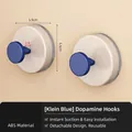 Pack de 2 ganchos con ventosa azul de plástico ABS para baño y cocina, sin rastro - 2 Piezas/Juego / Azul