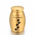 Gold-toned pet cremation urn for ashes with In Love Memory engraving and paw prints - 25*16mm / Gold