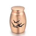 Rose gold stainless steel memorial urn for pets with flying birds engraving detail - Rose Gold (25x16mm)