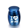 Small blue metallic pet cremation urn for dog ashes with heart commemorative design - 40*30mm / Blue