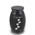 Small black pet cremation urn with paw prints and In Love Memory text for ashes. - 25*16mm / Black
