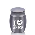 Small grey stainless steel memorial cremation urn with heart dog design for pet ashes - 40*30mm / Black