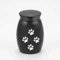 Pequeña urna de cremación negra para mascotas con huellas de patas blancas mate. - Negro (25*16mm)
