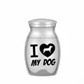 Stainless steel pet cremation urn with 'I Love My Dog' heart engraving in silver - 25mm*16mm / Silver