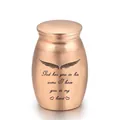 Rose gold memorial pet cremation urn featuring engraved guardian wings and loving heart - 25*16mm / Rose Gold