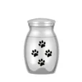 Urna de cremación para mascotas de acero plateado con huellas negras - Plateado (25*16mm)