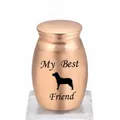 Small rose gold pet cremation urn for dog ashes with My Best Friend text and silhouette - 25*16mm / Rose Gold