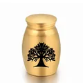Urna de cremación dorada para mascotas con grabado árbol de vida - 25mm*16mm / Dorado