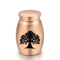 Pequeña urna funeraria de metal oro rosa con diseño del Árbol de la Vida para ceniza - 25mm*16mm / Rosa oro