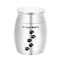 Urne funéraire pour animaux en argent avec texte In Love Memory et empreintes de pattes - Argent