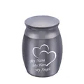 Small grey memorial cremation urn 30x40mm with heart and My Nana My Hero engraving - Nana Style / 30x40mm