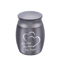 Small grey heart engraved memorial urn for ashes with My Hero text - Oma Style / 30x40mm