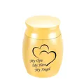 Small golden memorial cremation urn engraved with My Opa My Hero My Angel and hearts design - Opa (Gold)