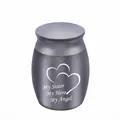 Small grey stainless steel memorial urn with My Sister My Hero My Angel engraving 30x40mm - Sister Style / 30x40mm