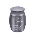 Small grey memorial cremation urn for pet ashes with heart and My Dog Hero text - Dog Style / 30x40mm