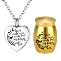 Heart cremation necklace with matching gold keepsake urn set for pet ashes memorial - 30x40mm / Gold