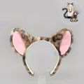 Leopard ears headband for Halloween animal costume masquerade set - Ears Headband (Little Leopard Ears-Brown) / Brown Leopard