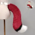 Bourgondische en witte wolfstaart van nepbont voor cosplay met verstelbare heldere riem - Wolfsstaart Kleur / Bordeauxrood
