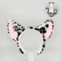 Furry leopard print animal ears headband for kids and adults Halloween cosplay costume - Ears Headband (Little Leopard Ears-Gray)