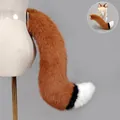 Oranje vossenstaart van nepbont met zwart-witte punten voor dierlijke cosplay-kostuums - Wolfsstaart Kleur / Donker Kameel-wit