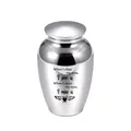 Polished silver stainless steel mini memorial cremation urn with heart wings 45x70mm - Silver (45x70mm)