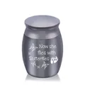 Grey metal cremation urn for ashes with butterflies and "Now she flies" engraving - 30x40mm / Black