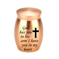 Memorial cremation urn in rose gold with cross and religious text engraving - 30x40mm / Rose Gold