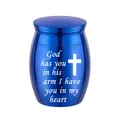 Elegant blue metallic cremation urn for human or pet ashes with commemorative text - 30x40mm / Blue
