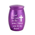 Purple memorial cremation urn with cross and comforting message for pets or loved ones - 30x40mm / Purple