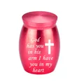 Red metal cremation urn for pet ashes with memorial heart quote engraving design - 30x40mm / Red