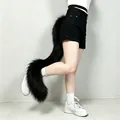 Bendable long black faux fur cat tail cosplay prop for anime conventions and events - Black