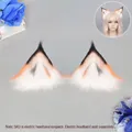 Orejas de zorro de piel sintética para diadema accesorios de cosplay - Cubreorejas Naranja Blanco (Sin Motor)