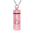Elegant rose gold cylindrical pet cremation urn necklace with cat outline pendant for ashes - Cylinder / Rose Gold