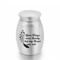 Small silver metal memorial cremation urn featuring 'Your Wings were Ready' quote - 16x25mm / Silver