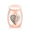 Rose gold memorial cremation urn featuring heart and angel wing engraving, 30x40mm size - 30x40mm / Rose Gold