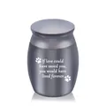 Small charcoal grey memorial cremation urn with engraved heart touching message and paw prints - 30x40mm / Black