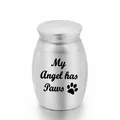 Zilveren huisdier urn met tekst My Angel has Paws en een pootafdruk design - 16x25mm / Zilver