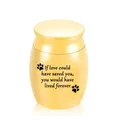 Golden 30x40mm stainless steel memorial pet cremation urn with engraved quote and paw prints - 30x40mm / Gold