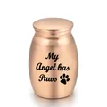 Goudkleurige dierenurn met de tekst 'My Angel has Paws' opdruk - 16x25mm / Roségoud