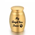 Elegante gouden herdenkingsurn voor huisdieren met My Angel has Paws gravure en pootafdruk - 16x25mm / Goud