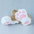 Handmade brown and white furry animal paws with soft pink pads for fursuit cosplay props - Animal Paw Socks / Light Camel and White