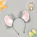 Furry gray and pink hamster mouse ears headband for cosplay anime convention wear - Triangular Mouse Ear Style (三角鼠耳) / Gray