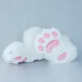 Handmade plush white furry paws with pink pads for cosplay performances and fursuits - Animal Paw Socks / Pure White