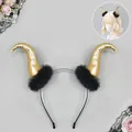 Diadema de cuernos de diablo dorados con ribete de piel sintética negra para cosplay - Cuernos de Demonio Meiyu (Meiyu Demon Horns) / Dorado