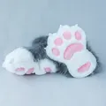 Handmade grey and white furry fursuit paws with pink plush pads for cosplay - Animal Paw Socks / Gray and White